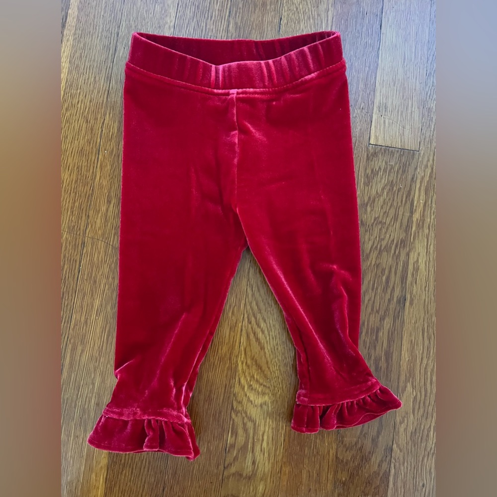 Valentines day! Janie and Jack sz6-12mos velour red pants